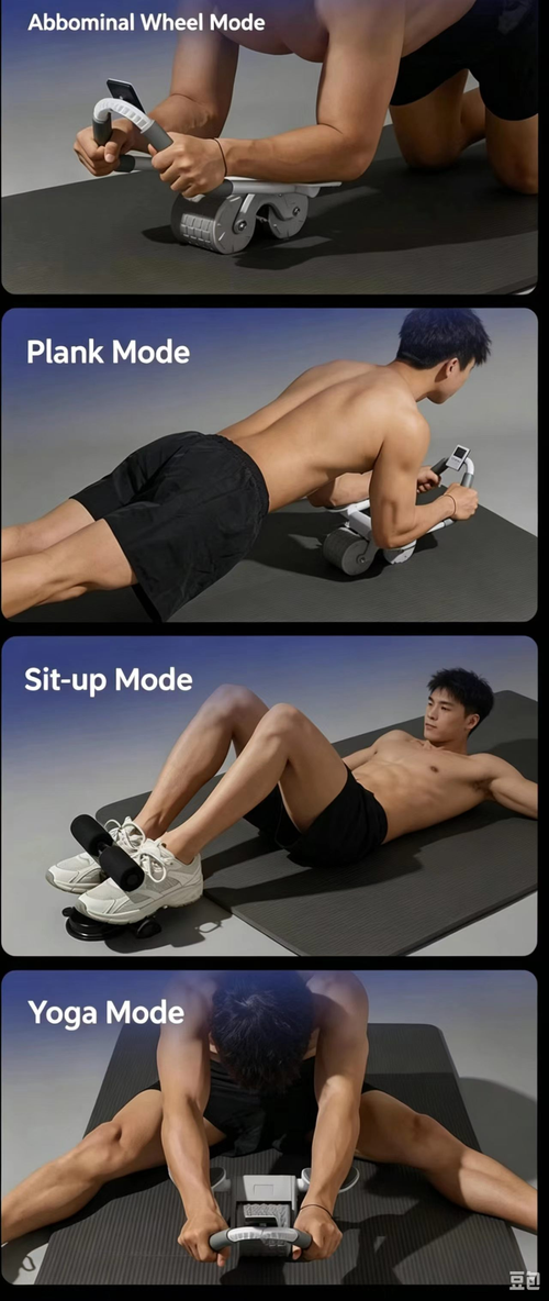Automatic Rebound Ab Roller with Elbow Support and Counter
