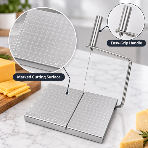 Stainless Steel Wire Cheese Slicer with Cutting Board
