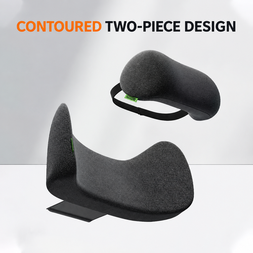 Car Neck Pillow & Lumbar Cushion Set | Black or Grey