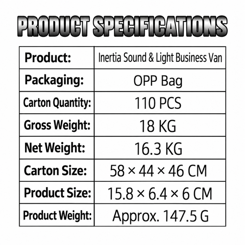 White Inertia-Powered Sound and Light Business Van Toy