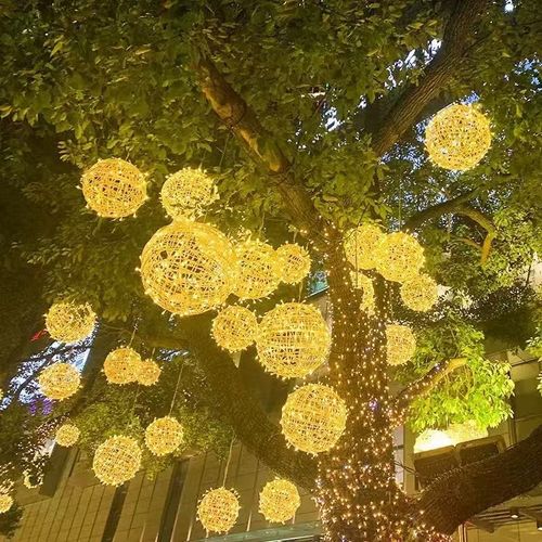 Warm White LED Rattan Ball Light for Outdoor Decoration