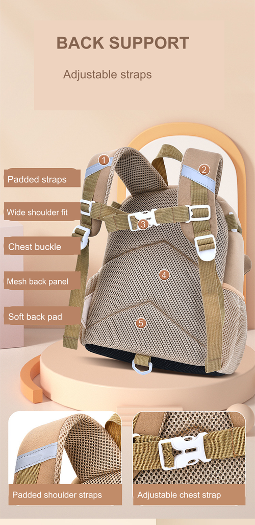 Tan Animal Face Kids Backpack