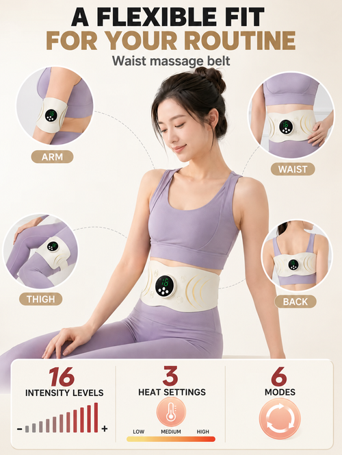 Waist Massage Belt with Heat, 16 Intensity Levels and 6 Modes