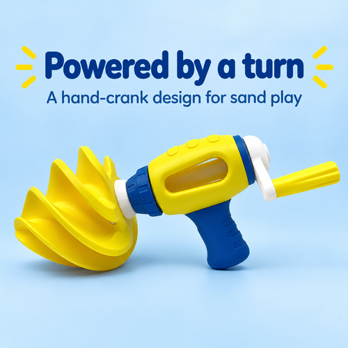 Hand-Crank Sand Drill Toy for Beach and Sandbox Play - Yellow and Blue