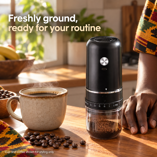 Electric Coffee Grinder with 30 Adjustable Grind Settings and USB-C Charging - Black