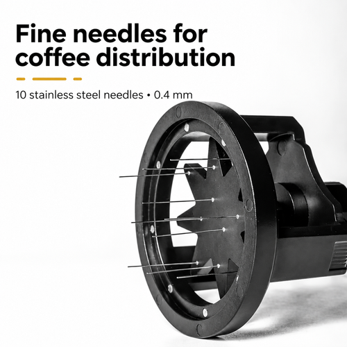 Rotating Coffee WDT Distribution Tool with Adjustable Needles and Magnetic Base