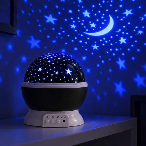 Black Star and Moon Projection Night Light