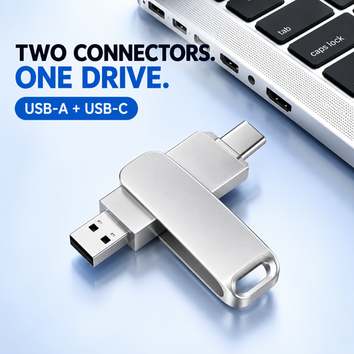 64GB Dual USB-A and USB-C Swivel Flash Drive