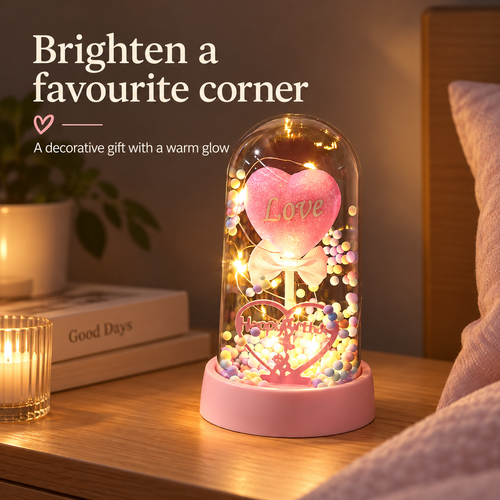 Light-Up Heart Dome Gift Ornament - Red or Pink