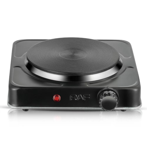 Black Single-Burner Electric Hot Plate with Dial Control