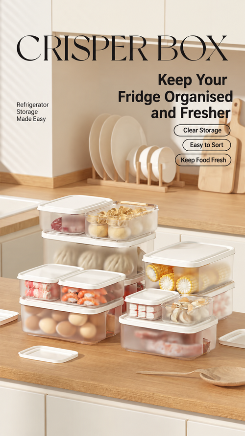 6-Piece Clear Refrigerator Food Storage Box Set