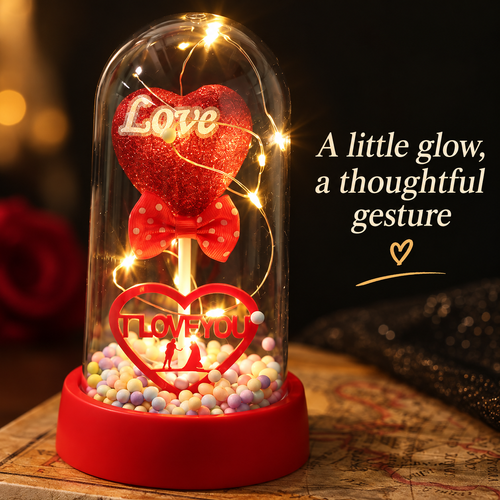 Light-Up Heart Dome Gift Ornament - Red or Pink