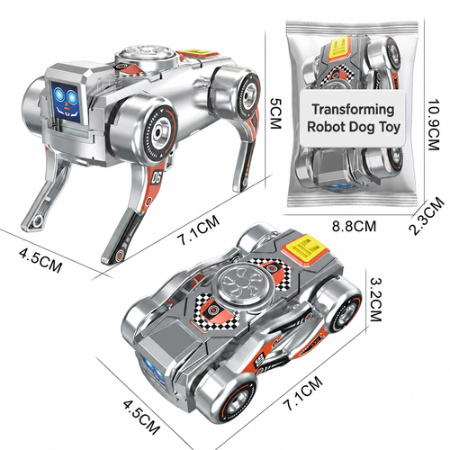 Silver Fingertip Transforming Robot Dog Toy