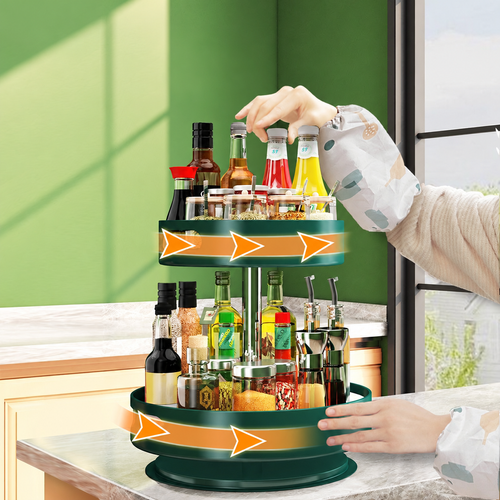 Green Two-Tier Rotating Spice Rack