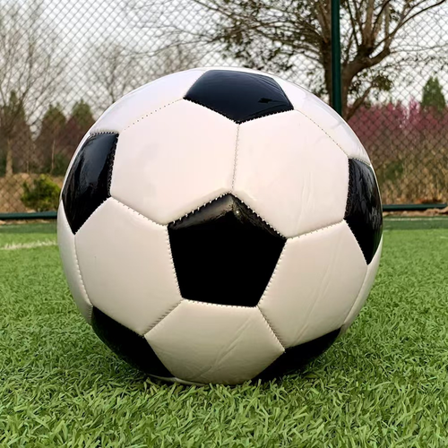 Size 5 Black and White PVC Football with Pump Set