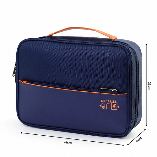 Navy Blue Electronics Organizer Bag | 28 × 21 × 9 cm