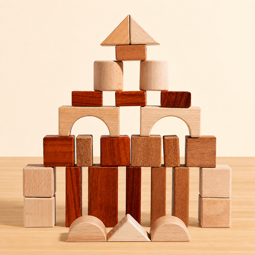🧱 Build, create, and imagine! ✨ This wooden block set makes learning fun while developing creativity and problem-solving skills. Smooth, colourful pieces store neatly in the wooden box—perfect for playtime or gifting! 🎁