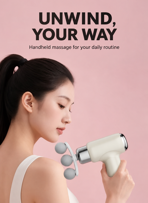 Handheld Massage Gun with 6 Speed Settings and Interchangeable Heads
