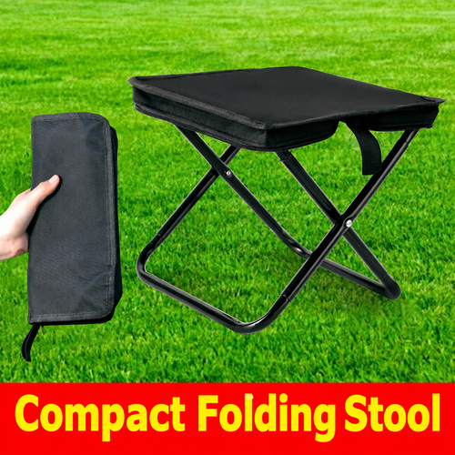 Black Compact Folding Camping Stool
