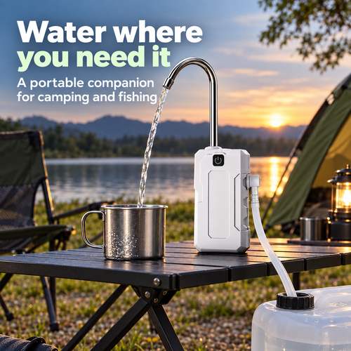 USB-Rechargeable Portable Water Pump with Wave Sensing, Aeration and LED Light