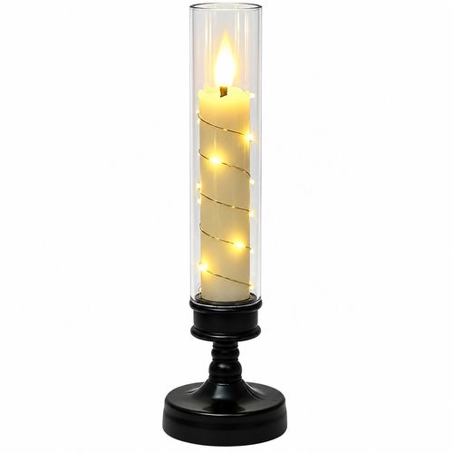 Tall Flameless LED Candle Lamp with Warm String Lights