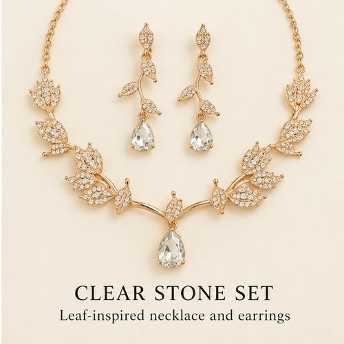 Leaf Necklace and Drop Earring Set for Women