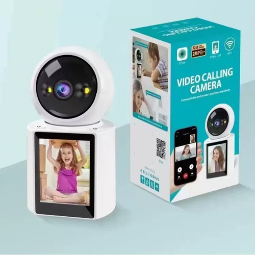 White Indoor Wi-Fi Video Calling Camera with Built-in Screen