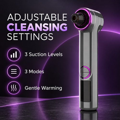 USB-Rechargeable Pore Cleansing Suction Tool with 3 Levels and 3 Modes – Black