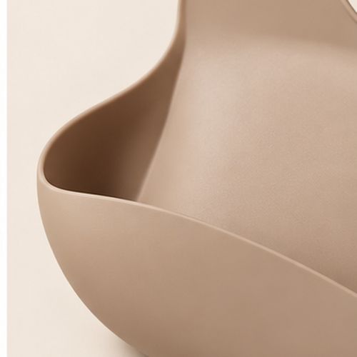 Coffee Brown Silicone Childrens Bib with Food Pocket
