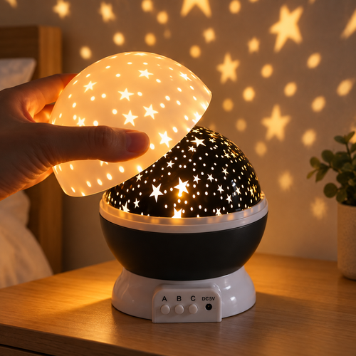 Black Star and Moon Projection Night Light