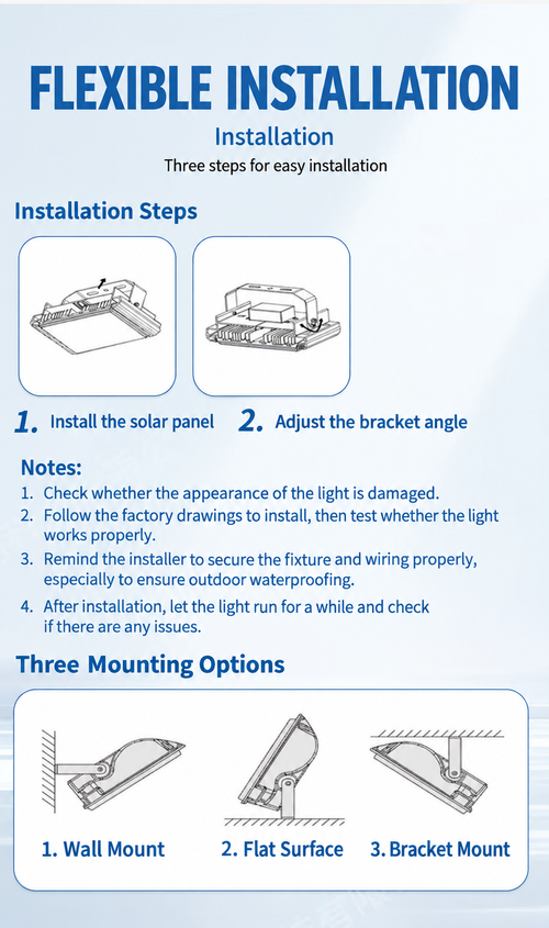 50W Outdoor Solar Flood Light with Adjustable Panel