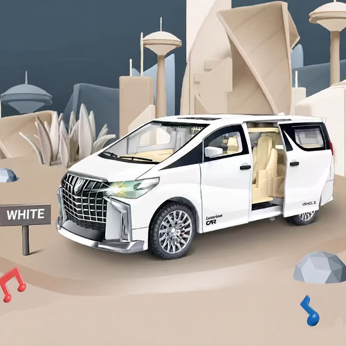 White Inertia-Powered Sound and Light Business Van Toy