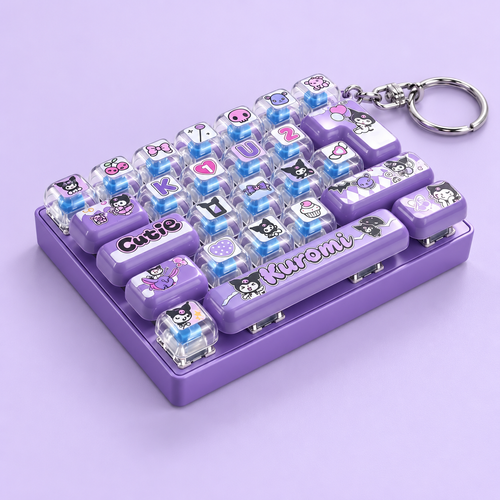 Purple 26-Key Keyboard Fidget Keychain