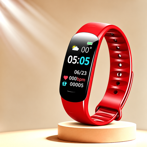 Smart Fitness Tracker Bracelet - Black or Red