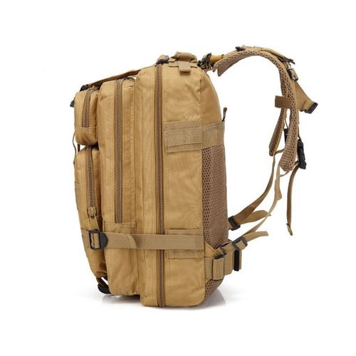 Tan 20–35 L Multi-Pocket Outdoor Backpack