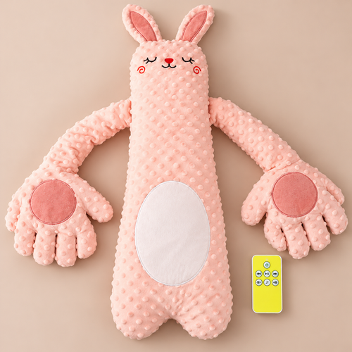 Pink Bunny Plush Comfort Cushion with Remote