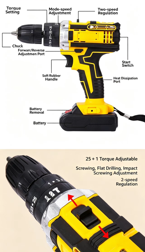 Multi-functional lithium battery drill set