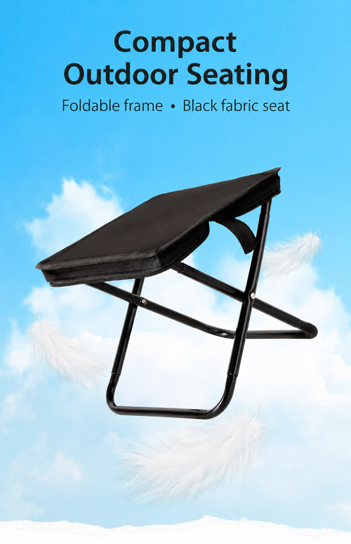 Black Compact Folding Camping Stool