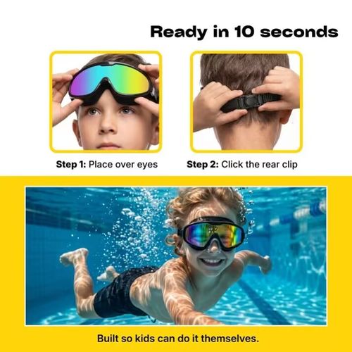 If your kid fights putting goggles on, screams when they come off (hello, tangled hair), and ends every summer with swimmer's ear at the pediatrician — Marlo was built for you.  ✅ Snap-back clip — goggles come off in one second, no hair pulled ✅ Wide visor lens with anti-fog + UV protection — they actually see underwater ✅ Suction-seal that doesn't leak, even off the diving board 🎁 Buy 1, Get 1 FREE today — one for them, one for their sibling (or the spare you'll need by week 2).