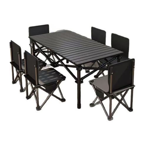 120cm Folding Camping Table, Roll‑Up Lightweight Portable Picnic Table with Carry Bag, Heavy‑Duty Metal Frame, for Camping, Fishing, Beach, Backyard Outdoor Activities