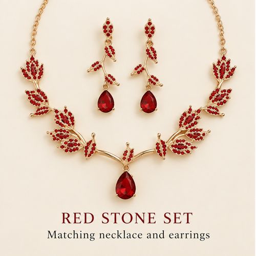 Leaf Necklace and Drop Earring Set for Women