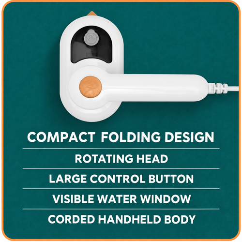Mini Folding Steam Iron for Clothes – Compact Rotating Handheld Garment Iron