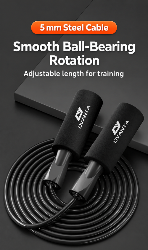 OVANTA Adjustable Steel Cable Jump Rope with Ball Bearings