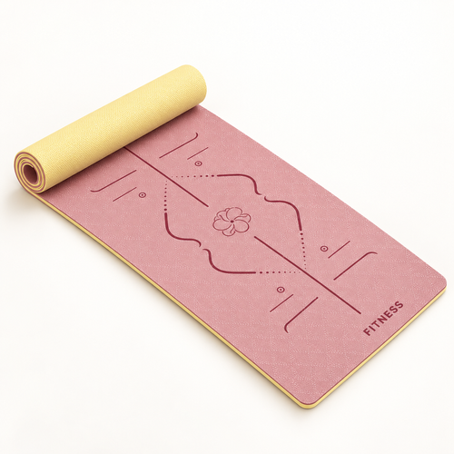 Pink and Yellow Two-Sided Yoga Mat | 183 × 61 cm