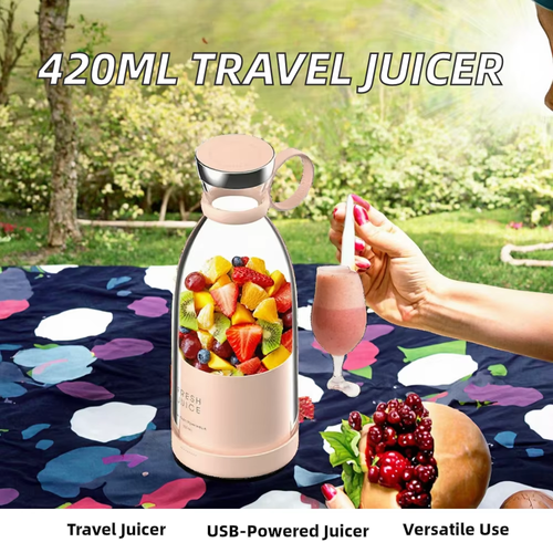 420ml Portable Electric Smoothie Blender and Mini Travel Fruit Juicer Mixer USB Power Source for Busy On-the-Go Lifestyle