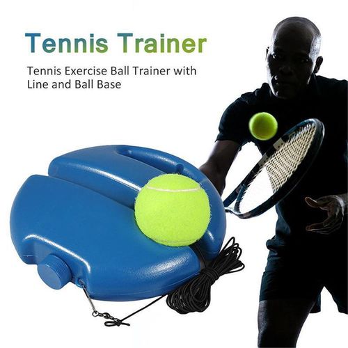 Tennis trainer, including a tennis base and rope set