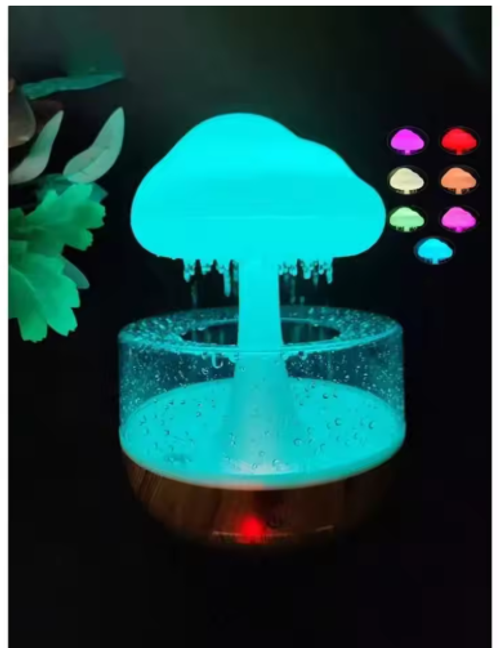1pc Colorful Rain Cloud Sleep Atmosphere Lamp Slow-Pressure Mushroom-Shaped Raindrop Simulator Relaxing Room Night Light