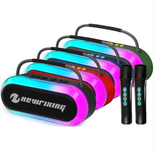 New Model RGB Speaker  Portable Speaker with 2pcs Wireless Microphone Wireless bluetooth Speaker