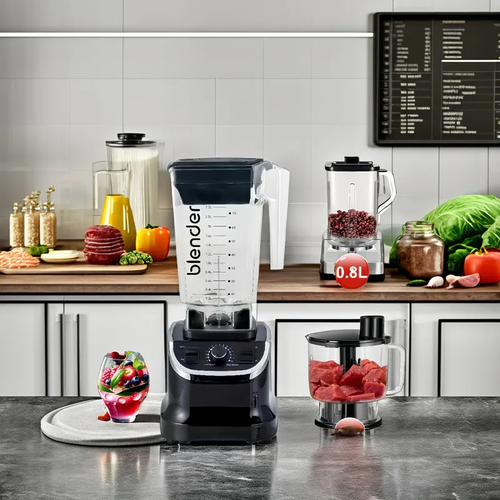 Commercial Electric Juicer Blender Grinder Big Capacity Table Structure Smoothie Maker Household Use Vetable Fruit Accessory（0.8L+2.5L）