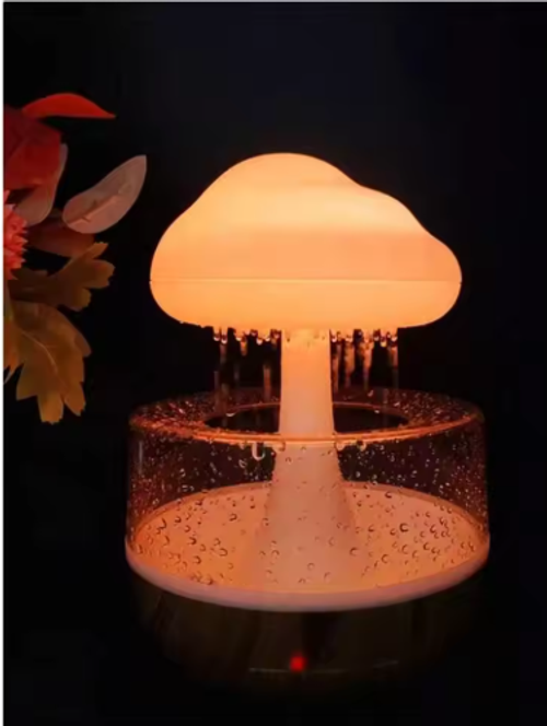 1pc Colorful Rain Cloud Sleep Atmosphere Lamp Slow-Pressure Mushroom-Shaped Raindrop Simulator Relaxing Room Night Light